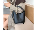 Fashion Underarm Bucket Bag for Women New Shoulder Bag PU Leather Texture Adjustable Shoulder Strap Composite Bag (black)