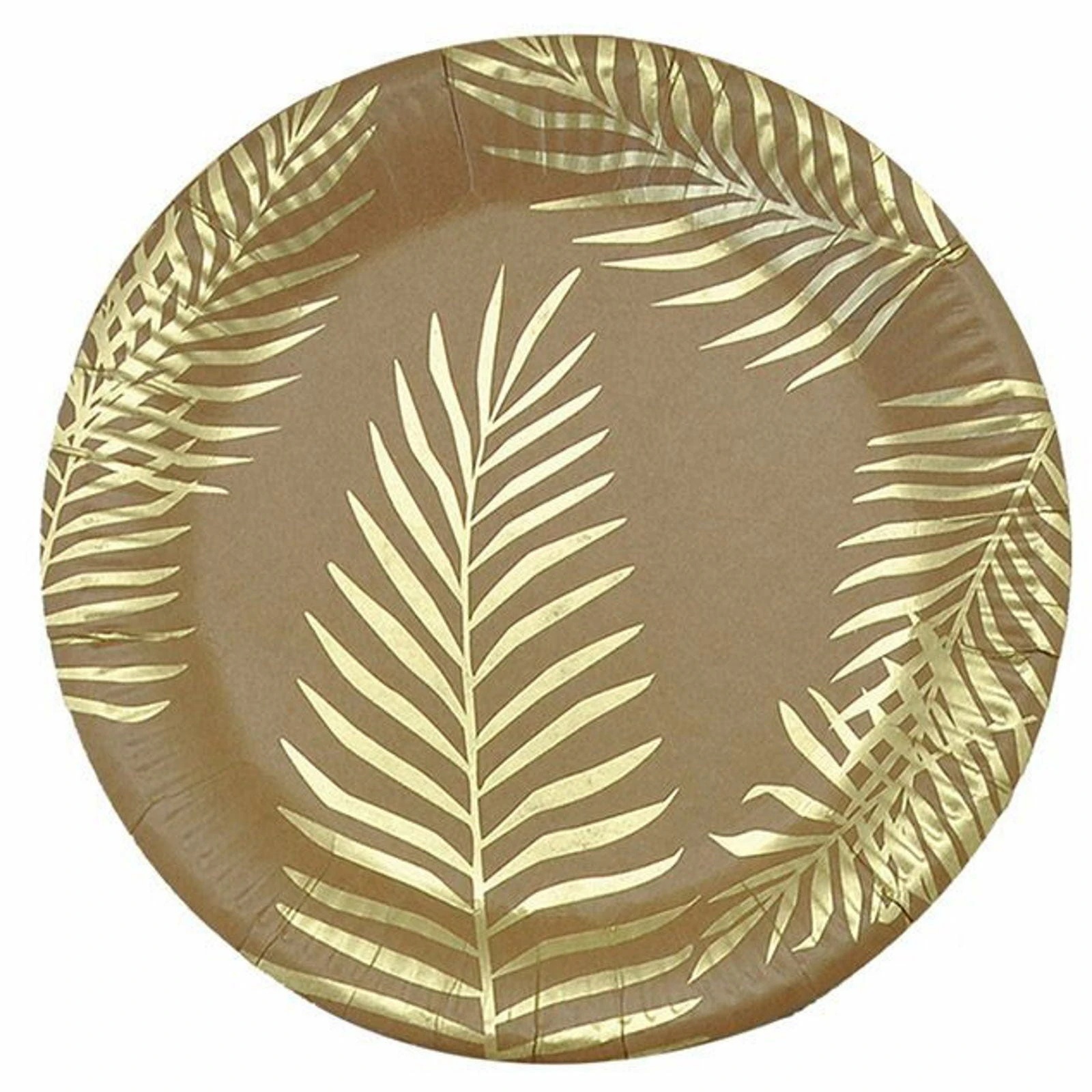 Gold Foil Palm Leaf Large Paper Plates (Pack of 8)