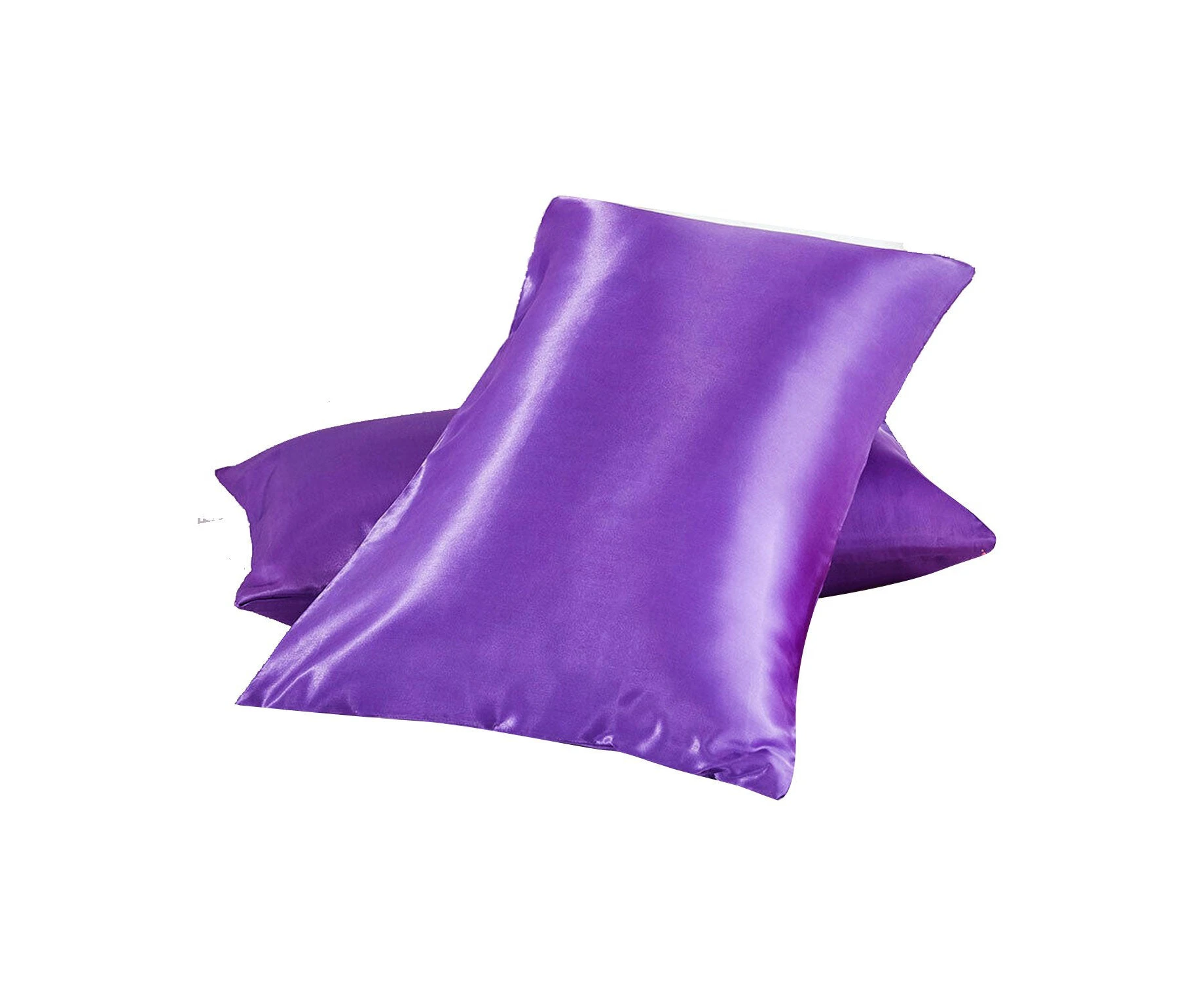 1 Pair Silk Satin Pillowcases 48X73CM - Purple