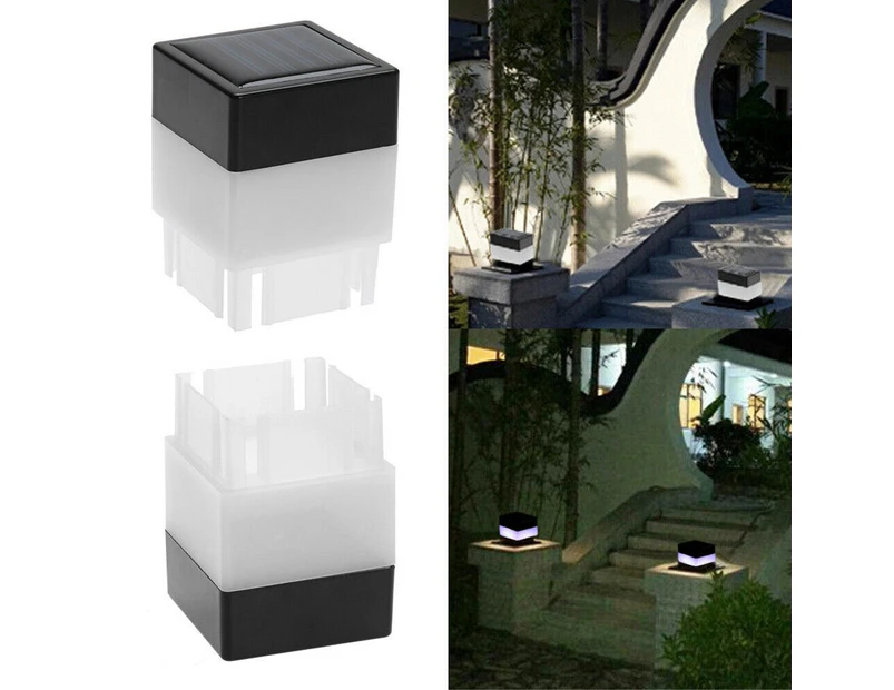 2Pcs Solar Powered Fence Post Cap Lights Pool LED Lamp Garden Yard Light Outdoor Decor White Light