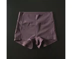 Workout Yoga Shorts Soft Nylon High Waist Gym Tummy Control Pants - Light Purple Grey