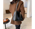 Fashion Pu Leather Female Handbags Large Capacity Casual Ladies Tote Female Black Bucket Women Shoulder Hand Bag (black)