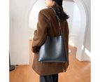 Fashion Pu Leather Female Handbags Large Capacity Casual Ladies Tote Female Black Bucket Women Shoulder Hand Bag (black)