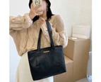 Fashion Retro PU Leather Handbags for Women Solid Color Handbags Lady Large Capacity Shopping Totes Shoulder Bags (black)