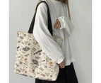 Spring and summer large capacity canvas bag women's single shoulder tote bag college students ulzzang bag ins (beige)