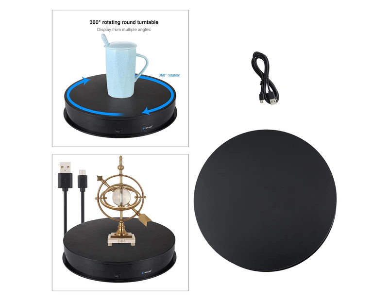 Motorized 6"/12" 360 Rotation Rotating Turntable Display Stand Max Load 15Kg 30cm black