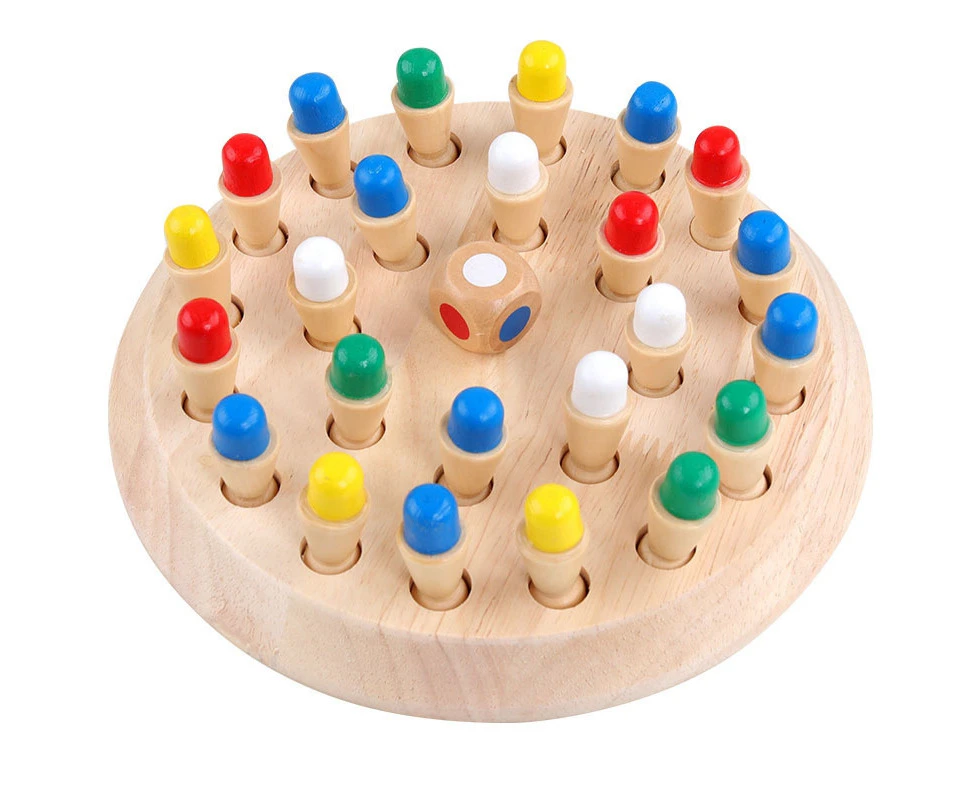 Kids Wooden Puzzles Color Memory Chess Match Game Toy