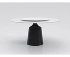 Vinasse Marble Round Dining Table/ Lazy Susan/Modern/ Cloud-like White Top - 1.35M, No Lazy Susan