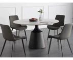 Vinasse Marble Round Dining Table/ Lazy Susan/Modern/ Cloud-like White Top - 1.35M, No Lazy Susan