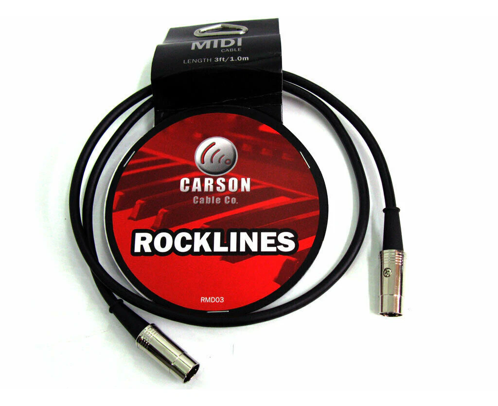 Carson Rocklines Midi Cable 3 Foot 6mm O/D Midi Cable Chrome Connectors