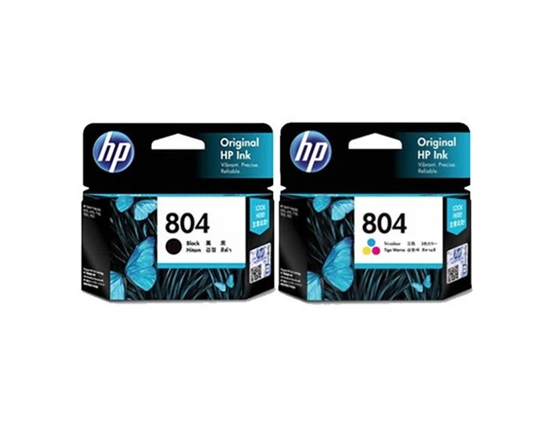 2 Pack HP 804 Original Inkjet Cartridges T6N10AA + T6N09AA [1BK,1CL]