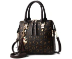 Tassel Designers Fashion Women PU Leather Bag Large Capacity Shoulder Bags Casual Tote Simple Top-handle HandBags (black)