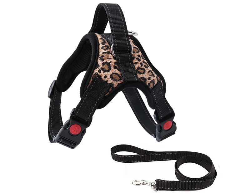 Pet Dog Harness Leash Set Adjustable Dog Harness Walking Harness-L-Yellow