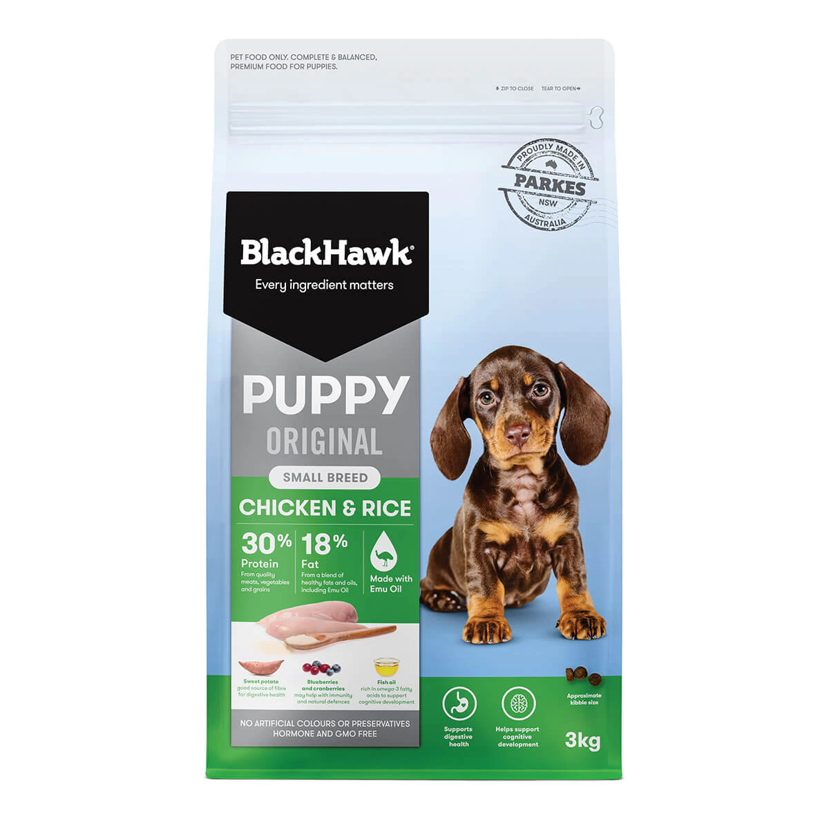 Black Hawk Puppy Chicken & Rice Small Breed Dry Dog Food 3kg