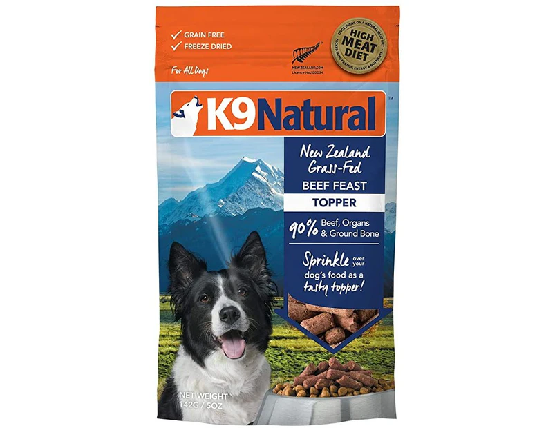 K9 Natural Freeze Dried Beef Dog Food Topper 142g