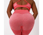 WeMeir Women's Seamless Yoga Pants Butt Lift Yoga Leggings High Waist Sports Pants Sports Workout Tights -Red