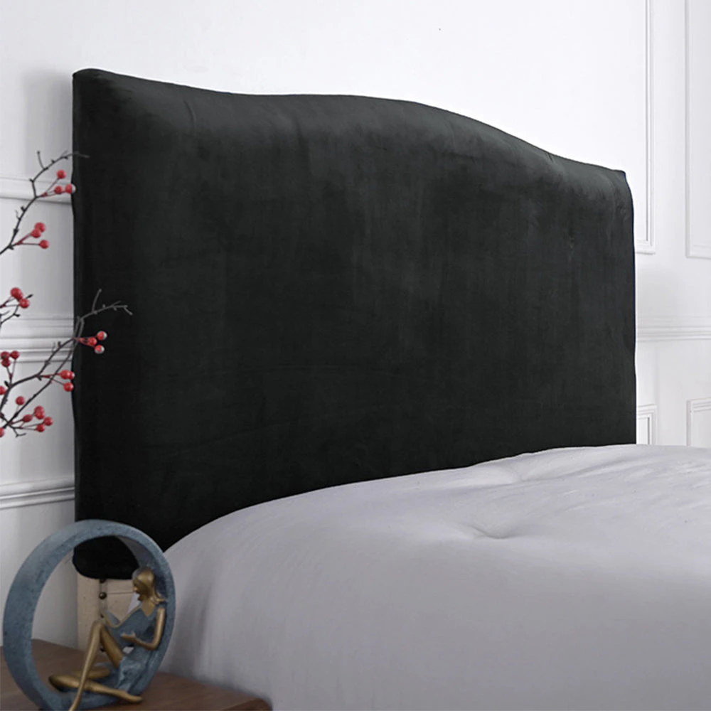 FancyGrab Stretch Bed Headboard Cover Bed Head Slipcover Dustproof Bed Head Backrest Protector Black - Large