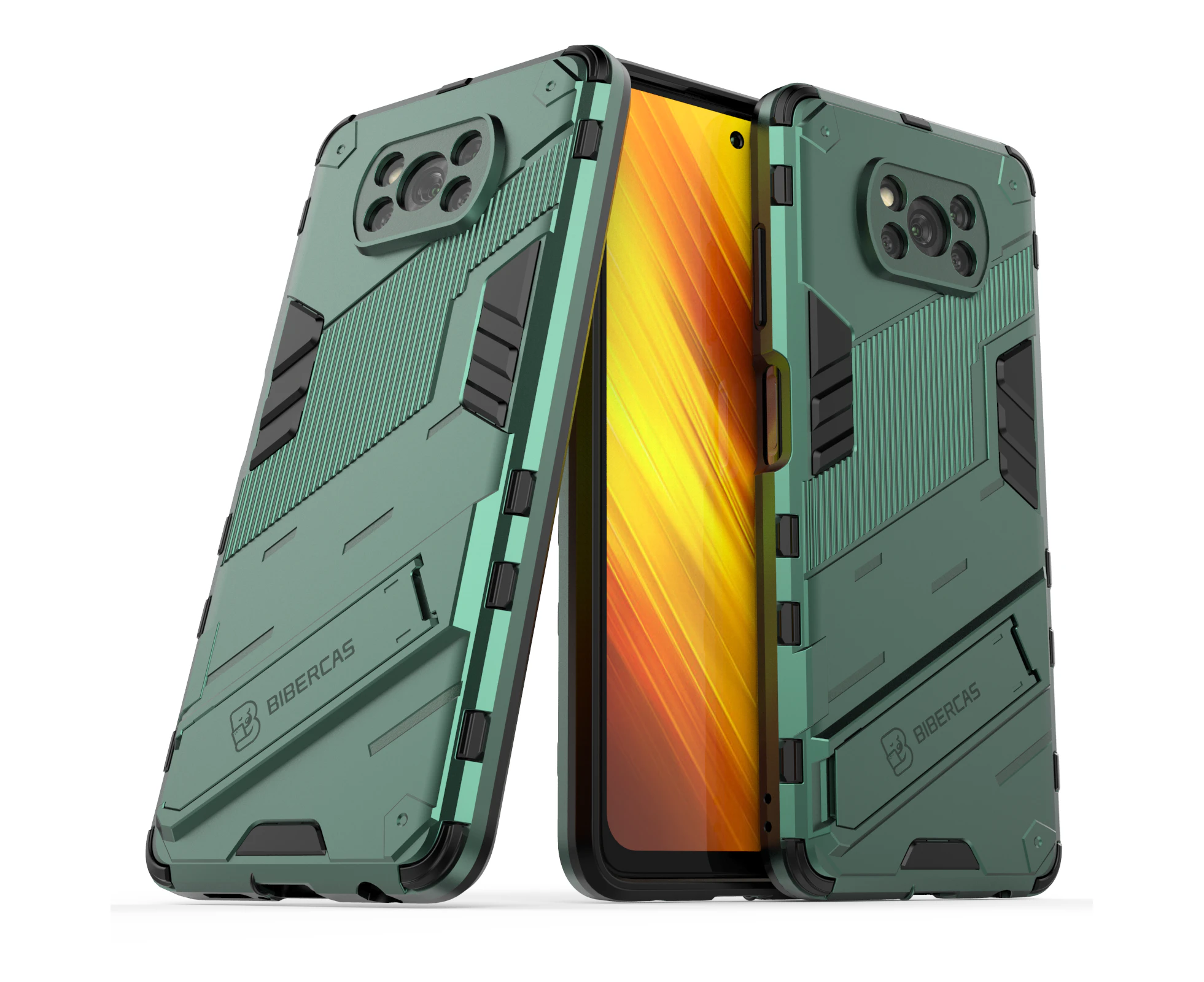 HKXM Tough Armor Designed For Xiaomi Mi Poco X3-Green