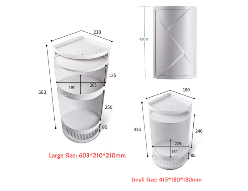 Multi Functional Toilet 360 Degrees Rotating Bathroom Corner Storage Rack Cabinet - Grey
