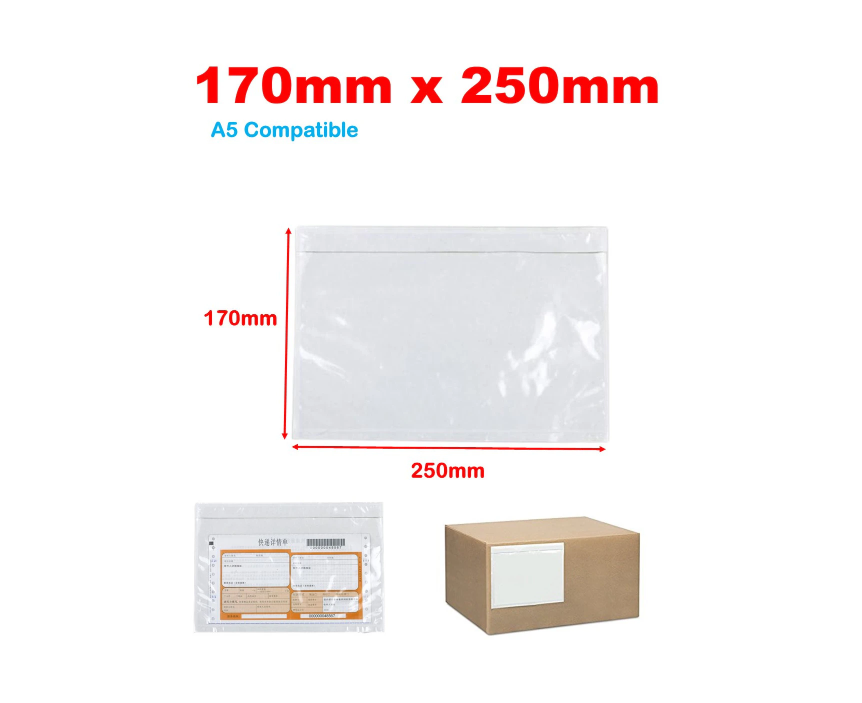 700x (170 x 250mm) A5 Invoice Document Enclosed Sticker Pouch