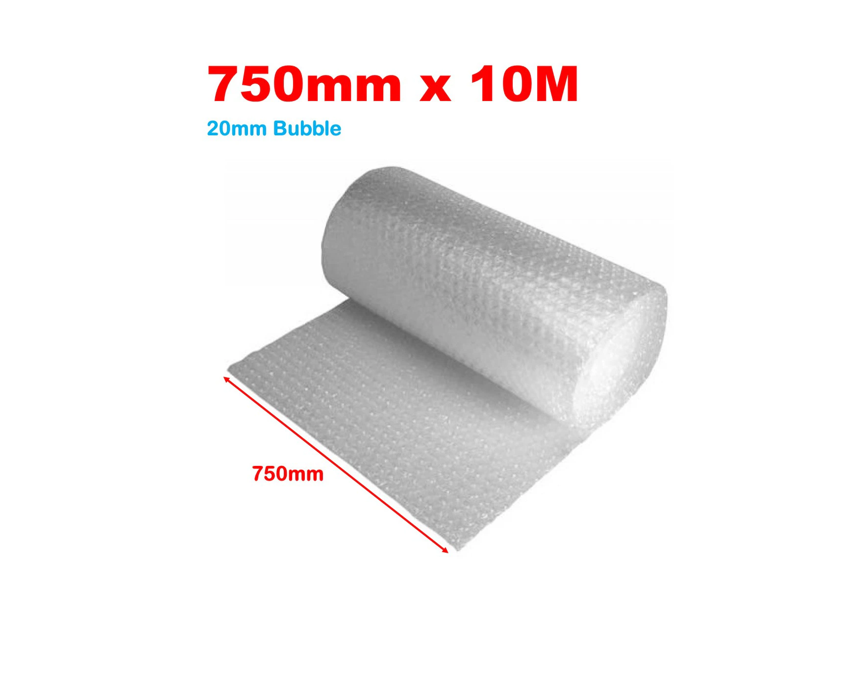 750mm x 10M Large Bubble 20mm Clear Bubble Wrap Roll