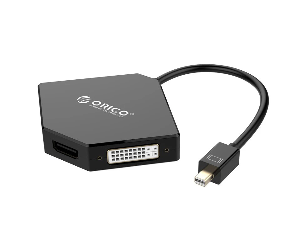 Orico DMP-HDV3-BK 0.25m 3-In-1 Mini DisplayPort to HDMI/DVI/VGA Adapter 1920x1080@60Hz Black