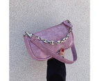 Fashion Crocodile Pattern Baguette bags PU Leather Shoulder Bags For Women Chain Design Luxury Hand Bag Female Travel (purple)
