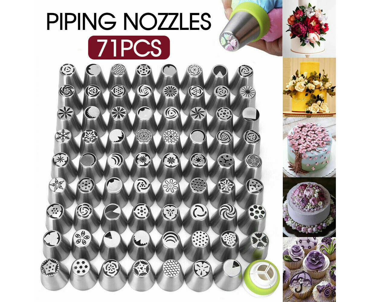 71PCS Piping Nozzles Set Cake Decorating Flower Russian Icing Tips Pastry Tools