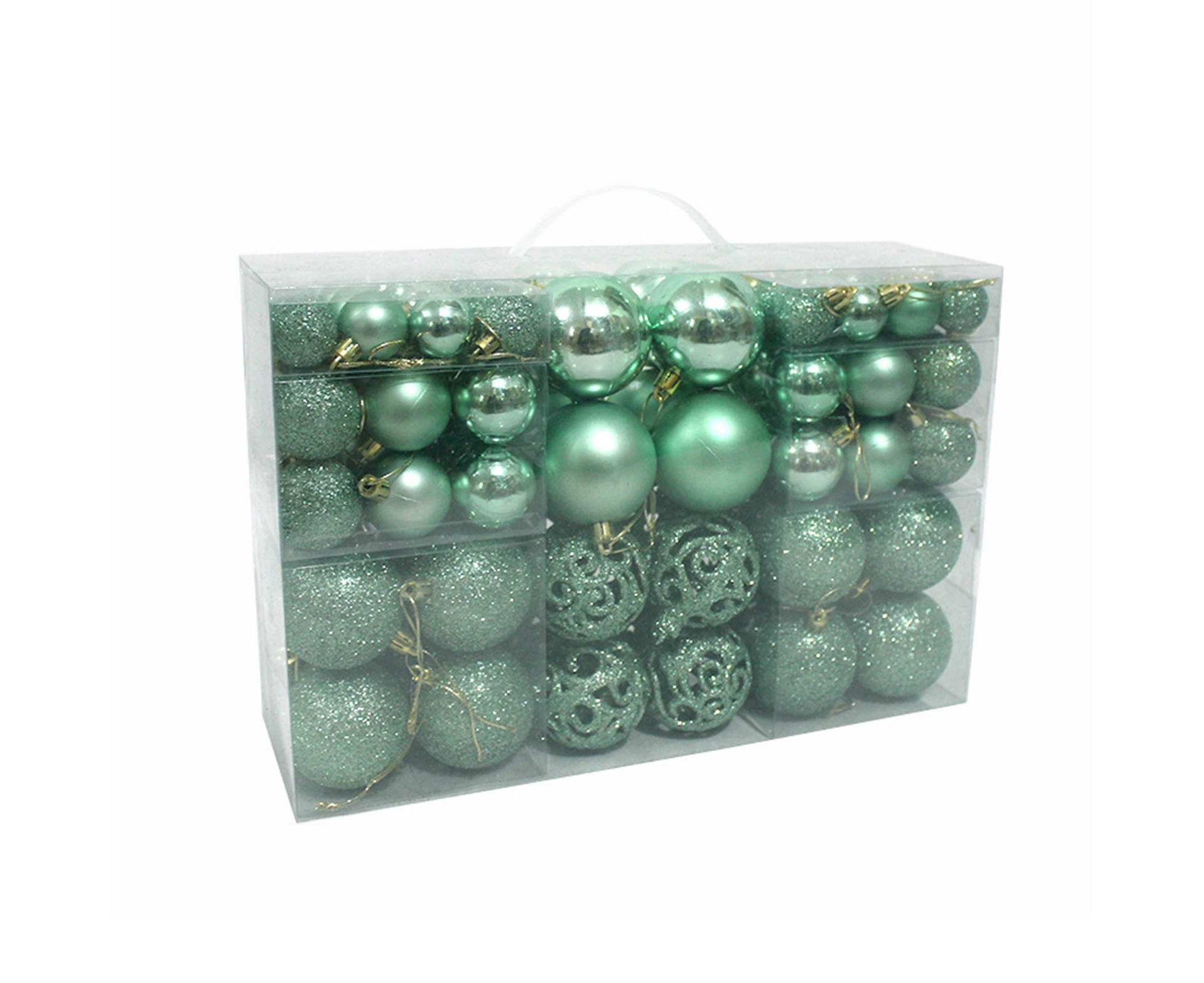 100Pcs Christmas Ball Shatterproof Cute PS Garland Wreath Baubles Hanging for Home Fruit Green