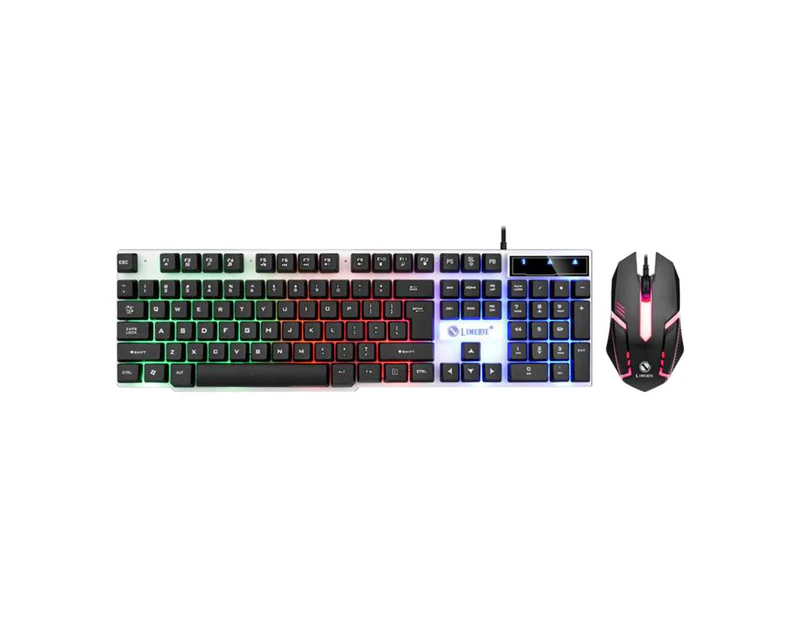 GTX300 Wired Gaming Keyboard Rainbow RGB Backlit Mouse Combo for PC Laptop black 1 set