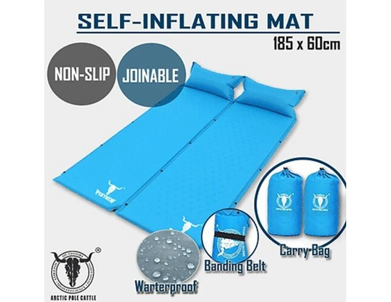 2 x Air Bed Self Inflating Mattress Sleeping Mat Camping Camp Hiking Joinable Bl