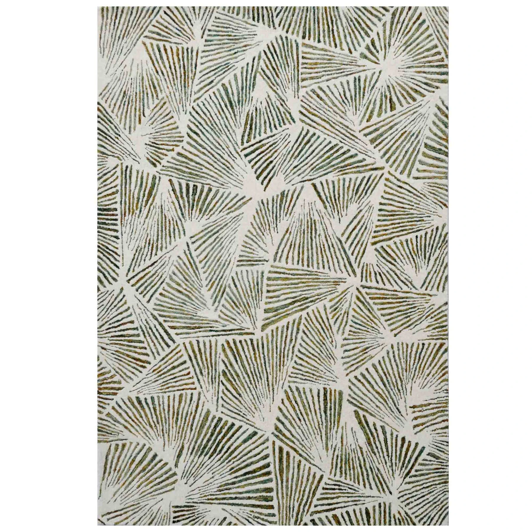 Bradenton Green Palms Tropical Modern Wool Floor Rug - 3 Sizes - Green