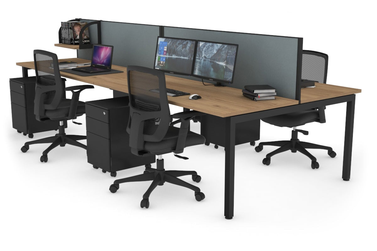 Quadro Square Legs 4 Person Office Workstations [1400l X 700w] - Black 