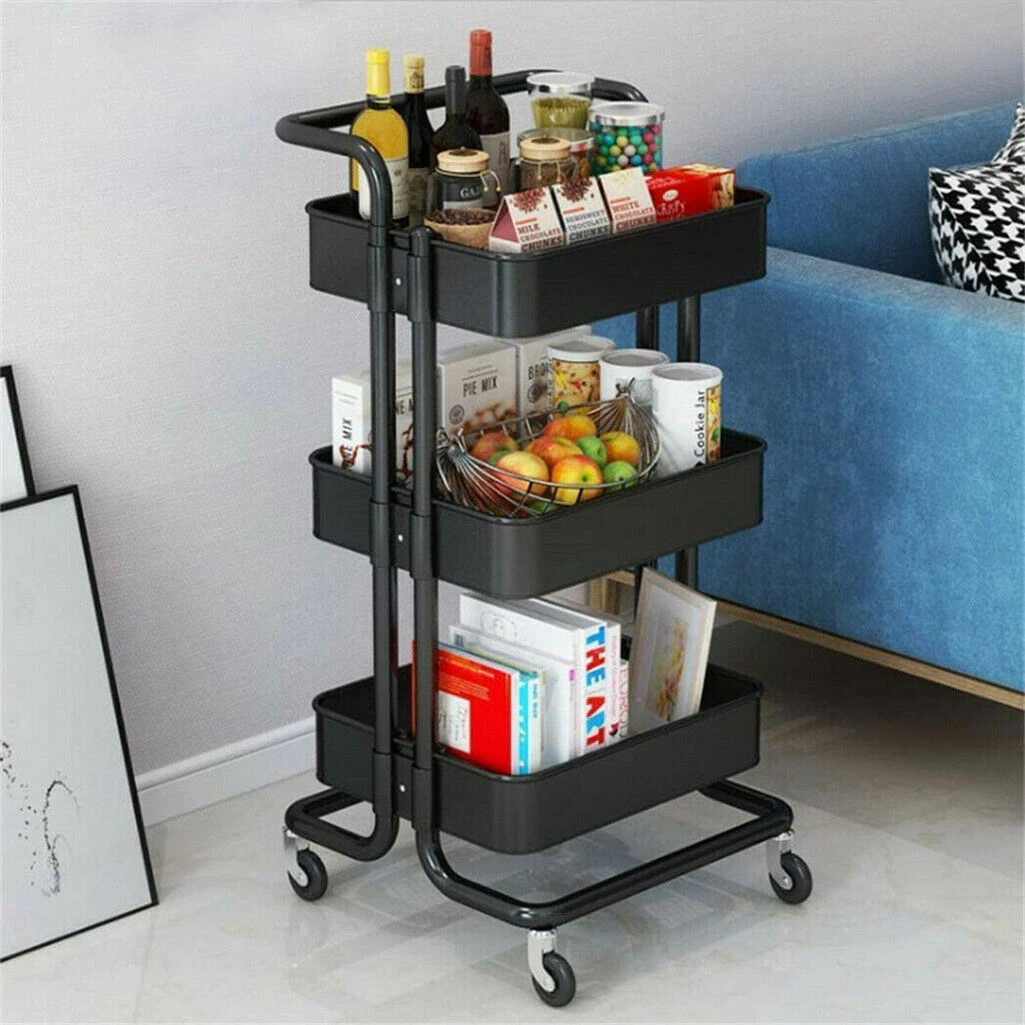 Heavy Duty Salon Spa Rolling Storage Cart Hairdresser Drawers Steel Rack 3 Tier