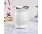 1 Set 8oz/230ml Decorative Mate Cup Easy Clean Stainless Steel Portable Lightweight Tea Bottle Cup for Home-White