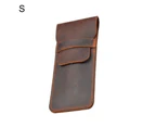 Retro Faux Leather Handmade Pen Holder Pencil Pouch Protective Sleeve Cover-Brown
