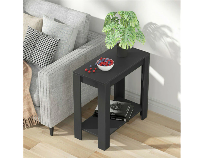 2 Tier End Table Narrow Couch Bedside Tables Nightstand for Living Room Bedroom