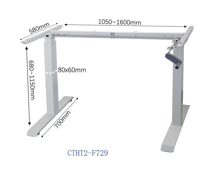 Manual Height Adjustable Stand Up Computer Desk Frame only