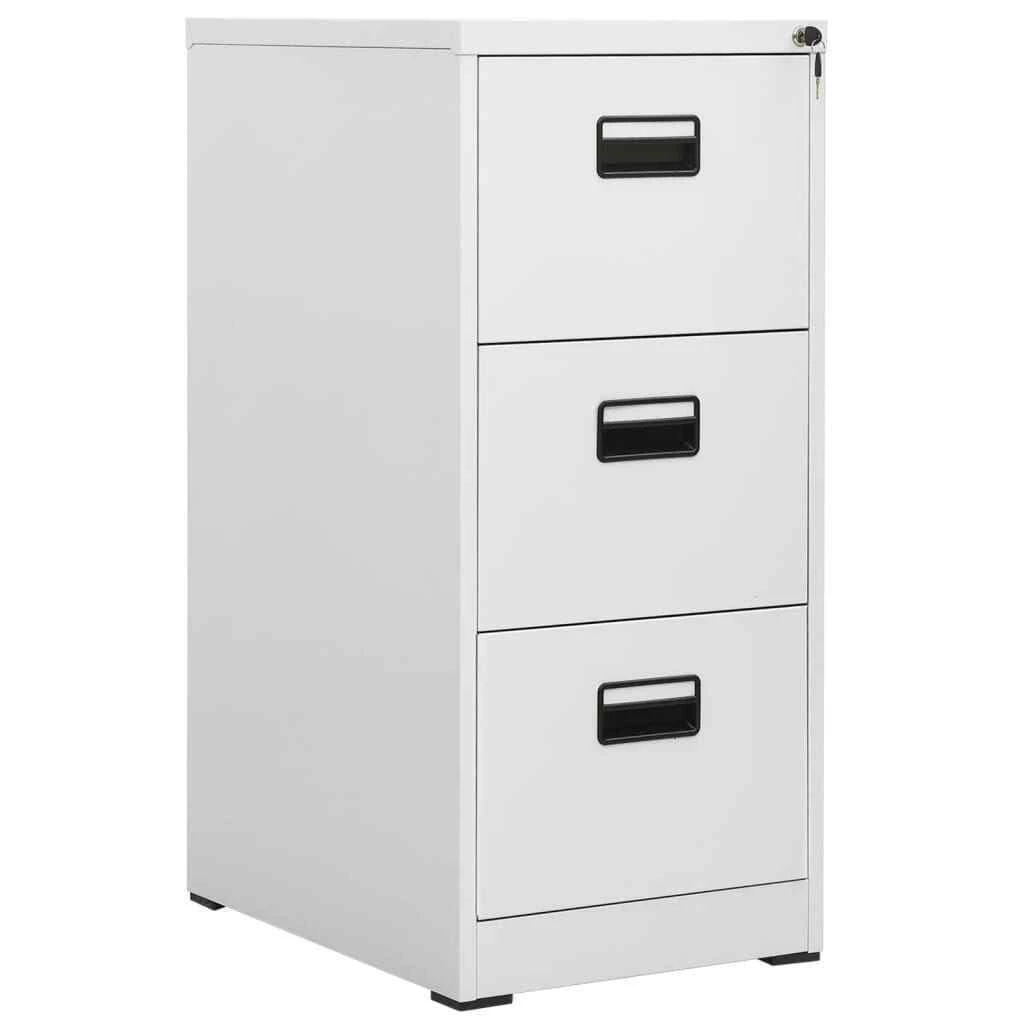 3 Drawer Steel Filing Cabinet Office Lockable File Stationary Storage Organiser