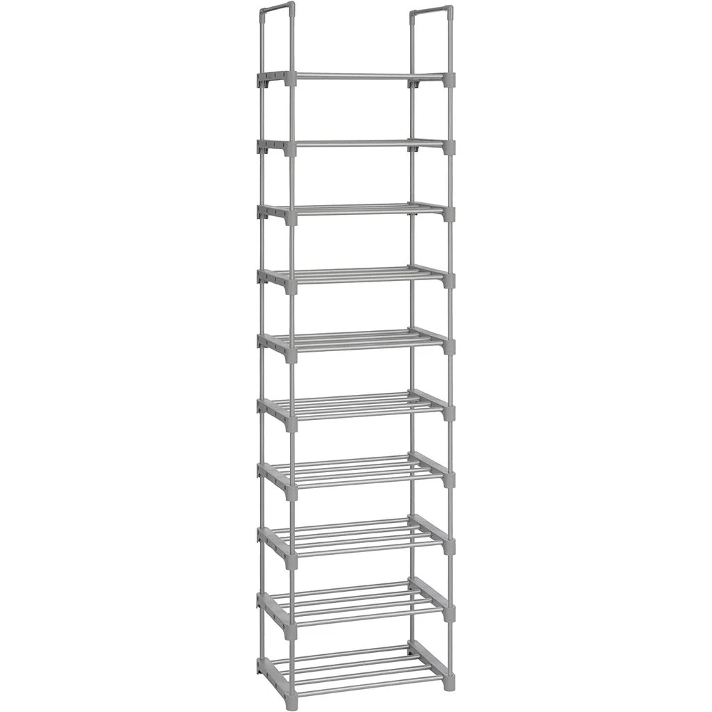 Songmics 10 Tier Metal Shoe Rack Customizable Design Grey