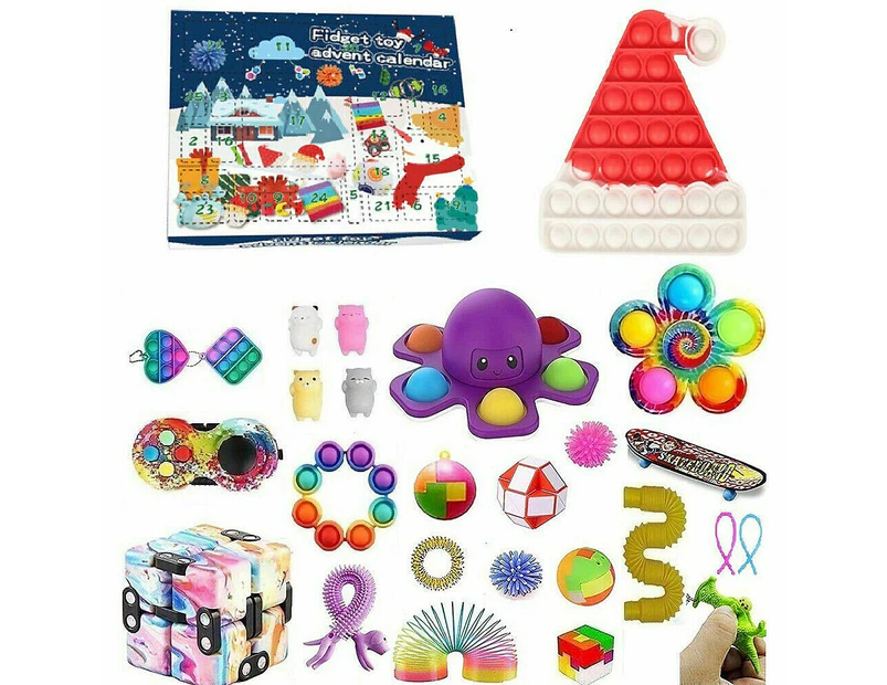 sunwoif Fidget Toys 24 Days Advent Calendars Toy Blind Box Kids Christmas Surprise Gift - Chirstmas Hat