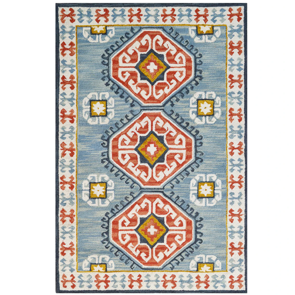 Handmade Milan Wool Rug-6284-Sea Blue - Blue