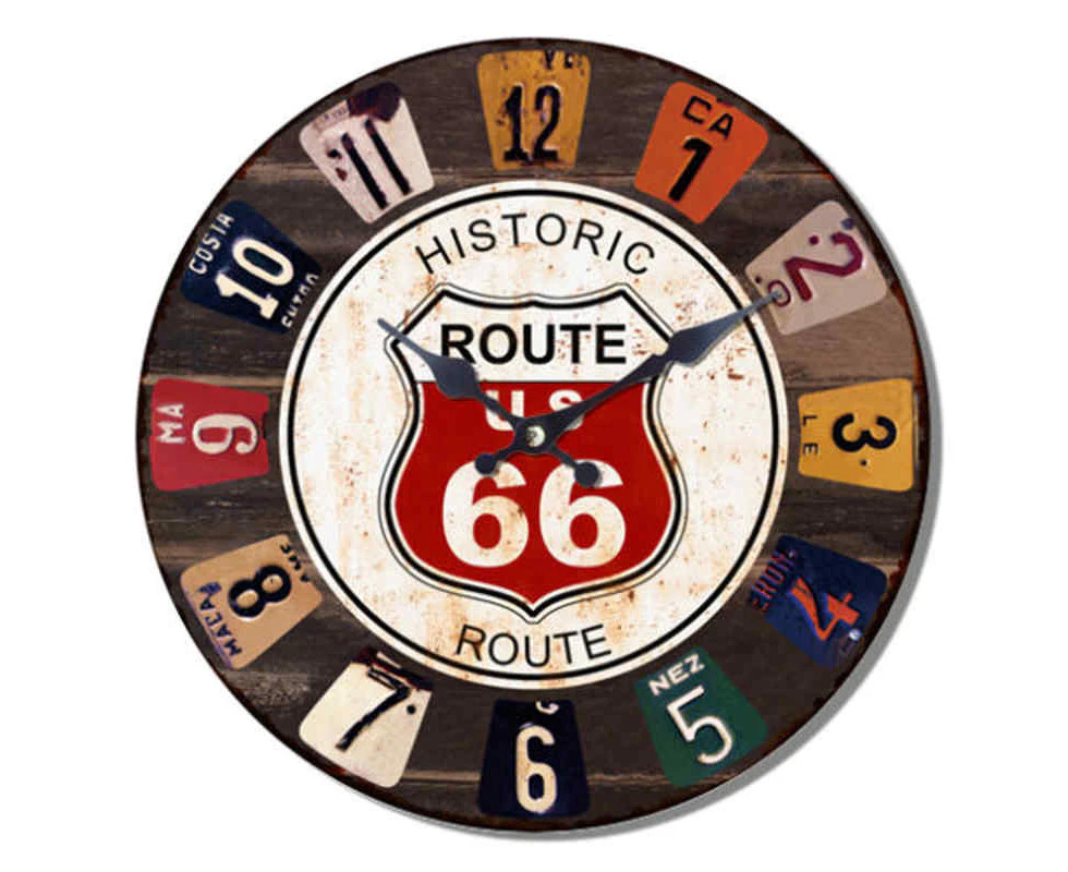 Route 66 Round Wall Clock 28.8cm