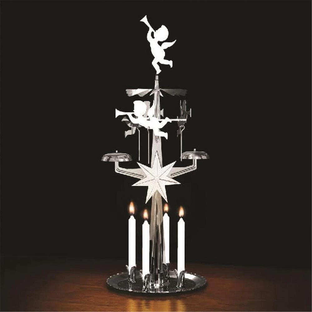 Dakota Angel Chimes with 4x Candles (Silver Plated)