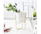 Ceramic Trinity Pot On Metal Plant Stand Nordic Home Decor - Black