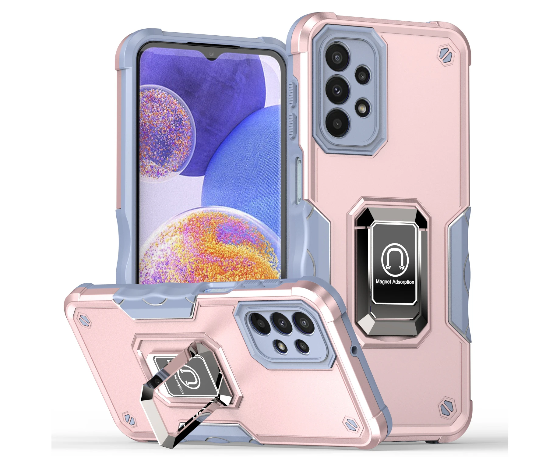 QW Heavy Duty Shockproof Protective Phone Cover For Samsung Galaxy A23 5G-Rose Gold