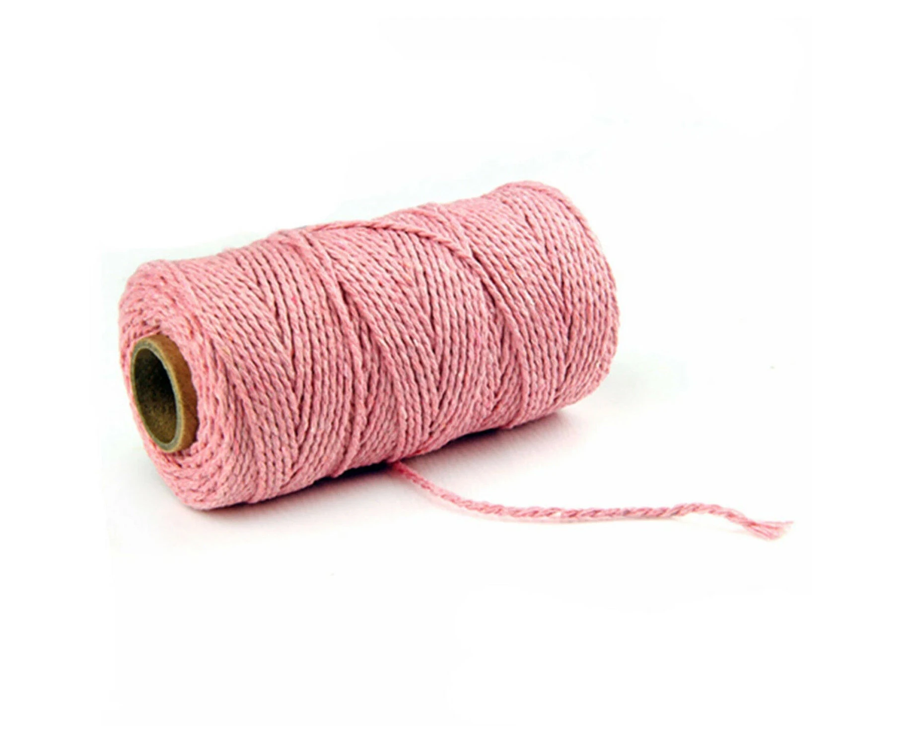 2mm 100M Natural Cotton Twisted Cord Craft Macrame Artisan Rope Craft String - Pink