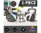 Garden Outdoor Furniture Lounge Setting 3 Pcs Patio Wicker Sofa Set Swivel Chair