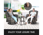 Garden Outdoor Furniture Lounge Setting 3 Pcs Patio Wicker Sofa Set Swivel Chair