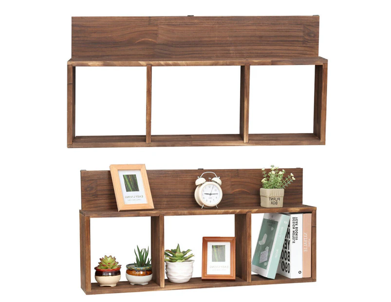 Natural Wood Floating Cube Shelves Wall Decor Square Shelves Storage Display Rack